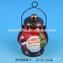 Handmade christmas lamp with ceramic santa claus figurine for hanging